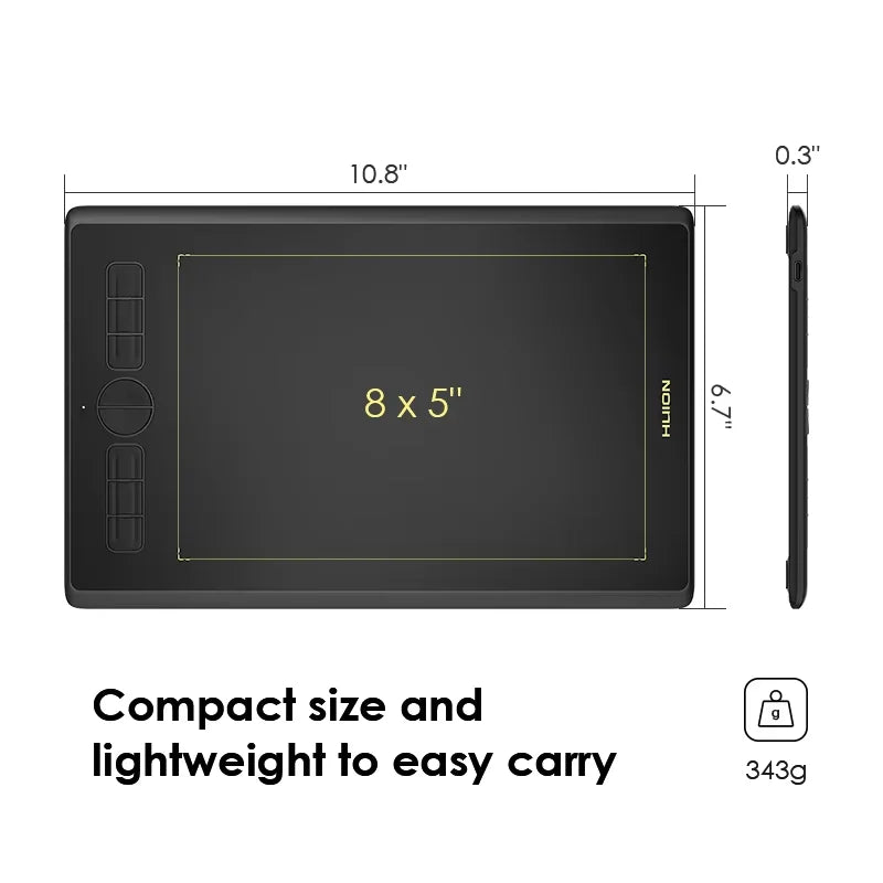 H420X H580X H610X Graphics Tablet Battery-Free Digital Pen Tablet for Drawing, Android Macos Windows Linux OS Supported