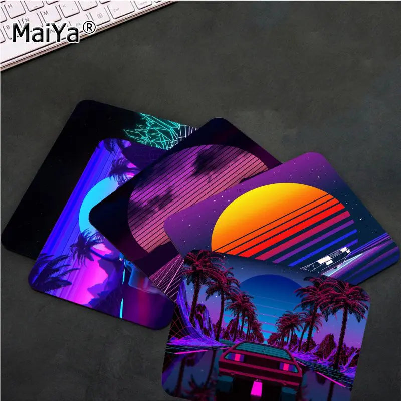 Funny Neon Retrowave Synthwave Digital Art Laptop Computer Mousepad Smooth Writing Pad Desktops Mate Gaming Mouse Pad