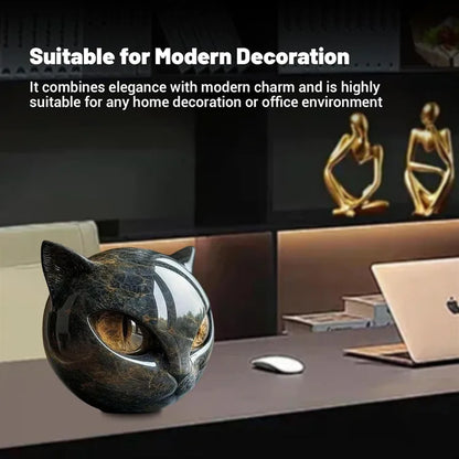 Luxury Black Cat Stone Resin Sculpture Elegant Home Decoration and Gifted Artworks Unique Exquisite Office Decor