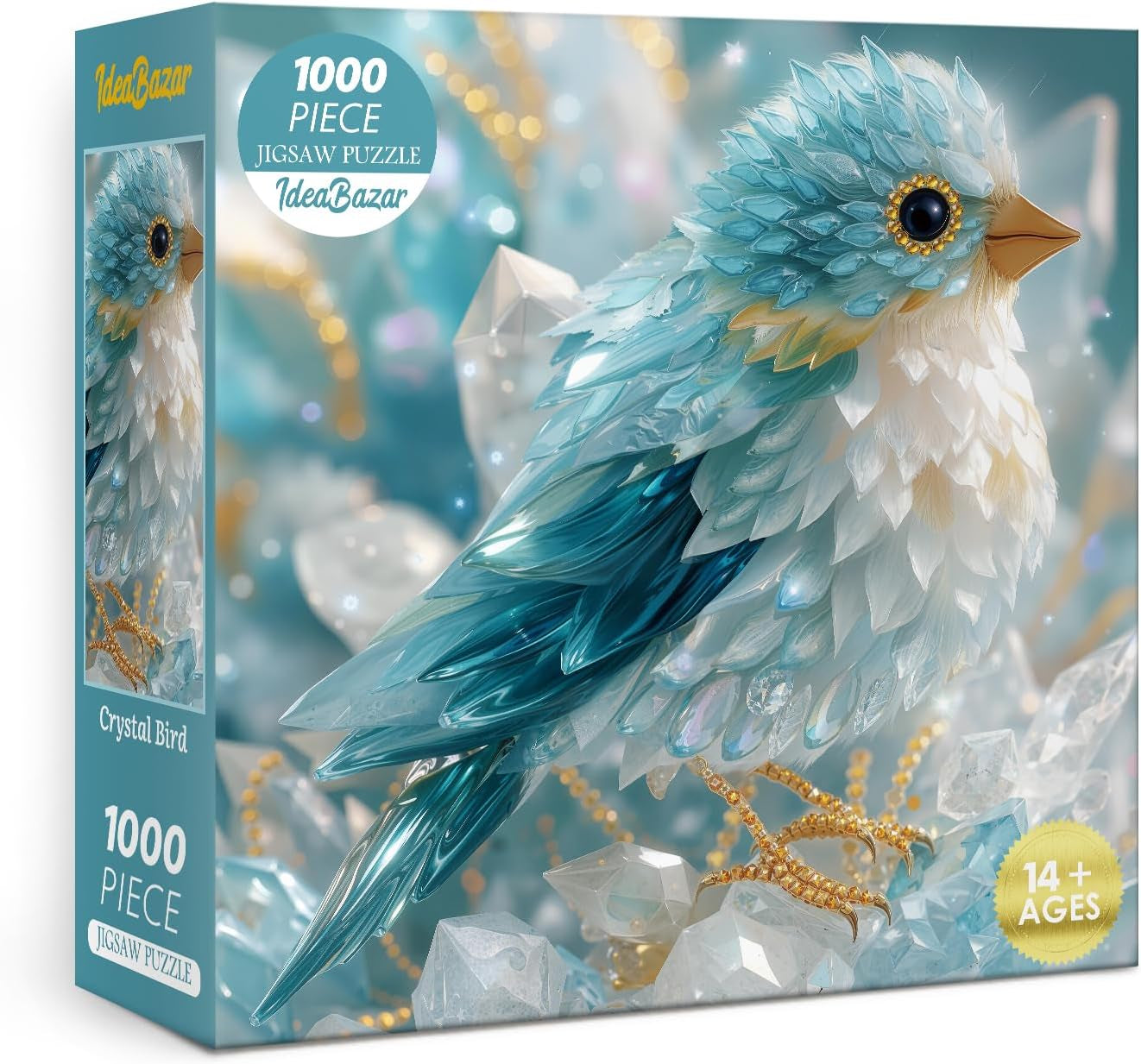 3D Crystal Bird Puzzles for Adults 1000 Pieces Art, Cute Gem Animal Fun Jigsaw Puzzles, Challenging Beautiful Wildlife Jewel Blue Puzzle