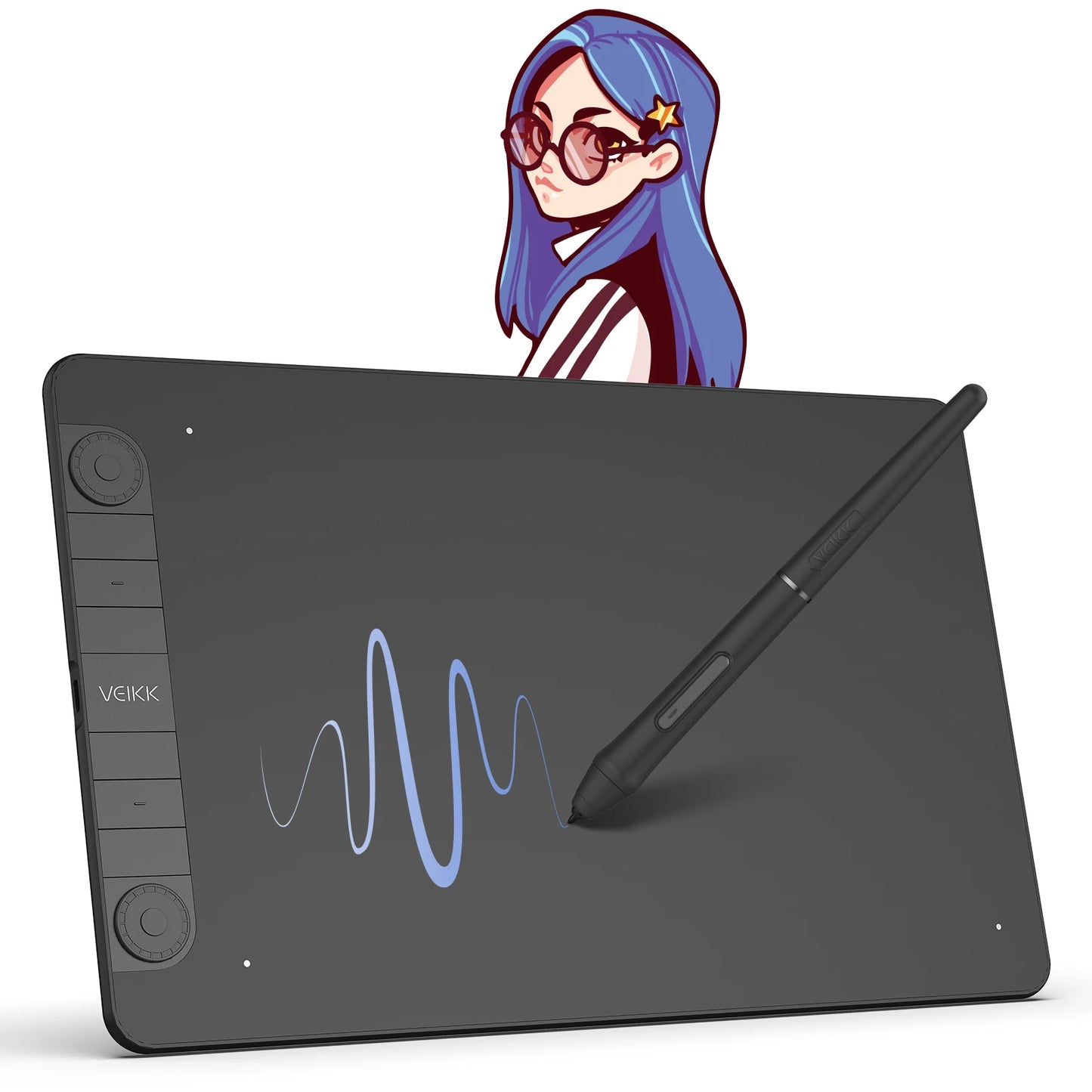 Graphic Tablet Vk1060Pro 10X6 Inch with 8192 Level Battery-Free Pen Support Android Windows Mac Digital Drawing Pad