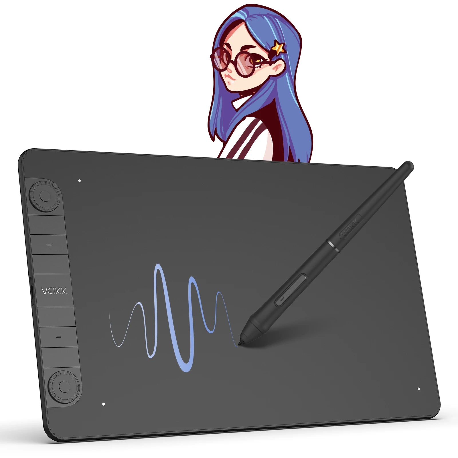 Graphic Tablet Vk1060Pro 10X6 Inch with 8192 Level Battery-Free Pen Support Android Windows Mac Digital Drawing Pad