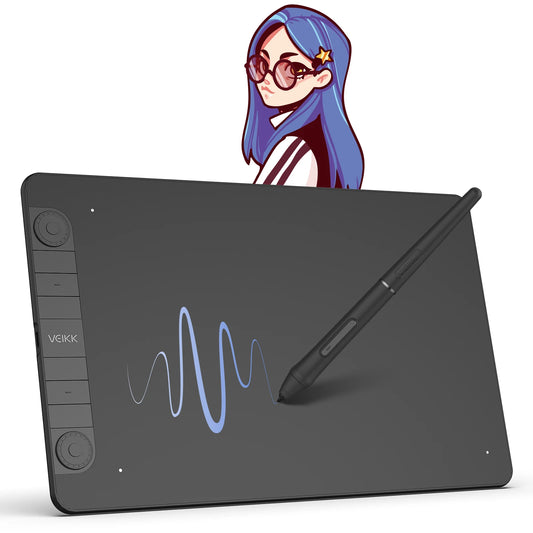 Graphic Tablet Vk1060Pro 10X6 Inch with 8192 Level Battery-Free Pen Support Android Windows Mac Digital Drawing Pad
