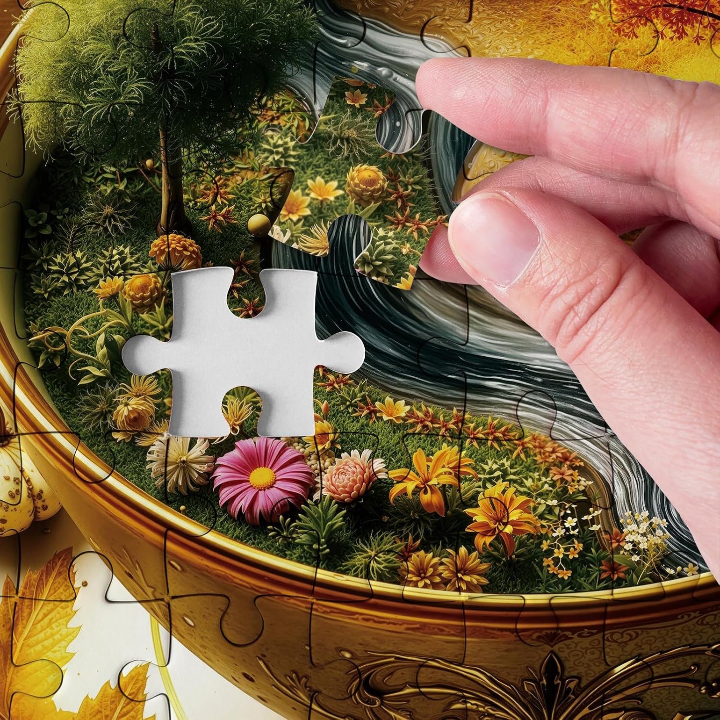 Seasons of Cup 1000-Piece Nature Jigsaw Puzzles for Adults - Beautiful Landscape and Floral Garden Art, Challenging Fall Tree Design