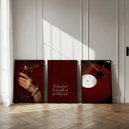 Burgundy Luxury Fashion Poster Set of 3 | Luxury Fashion Prints, Designer Wall Art, Hypebeast Decor, Cool Girl Wall Art