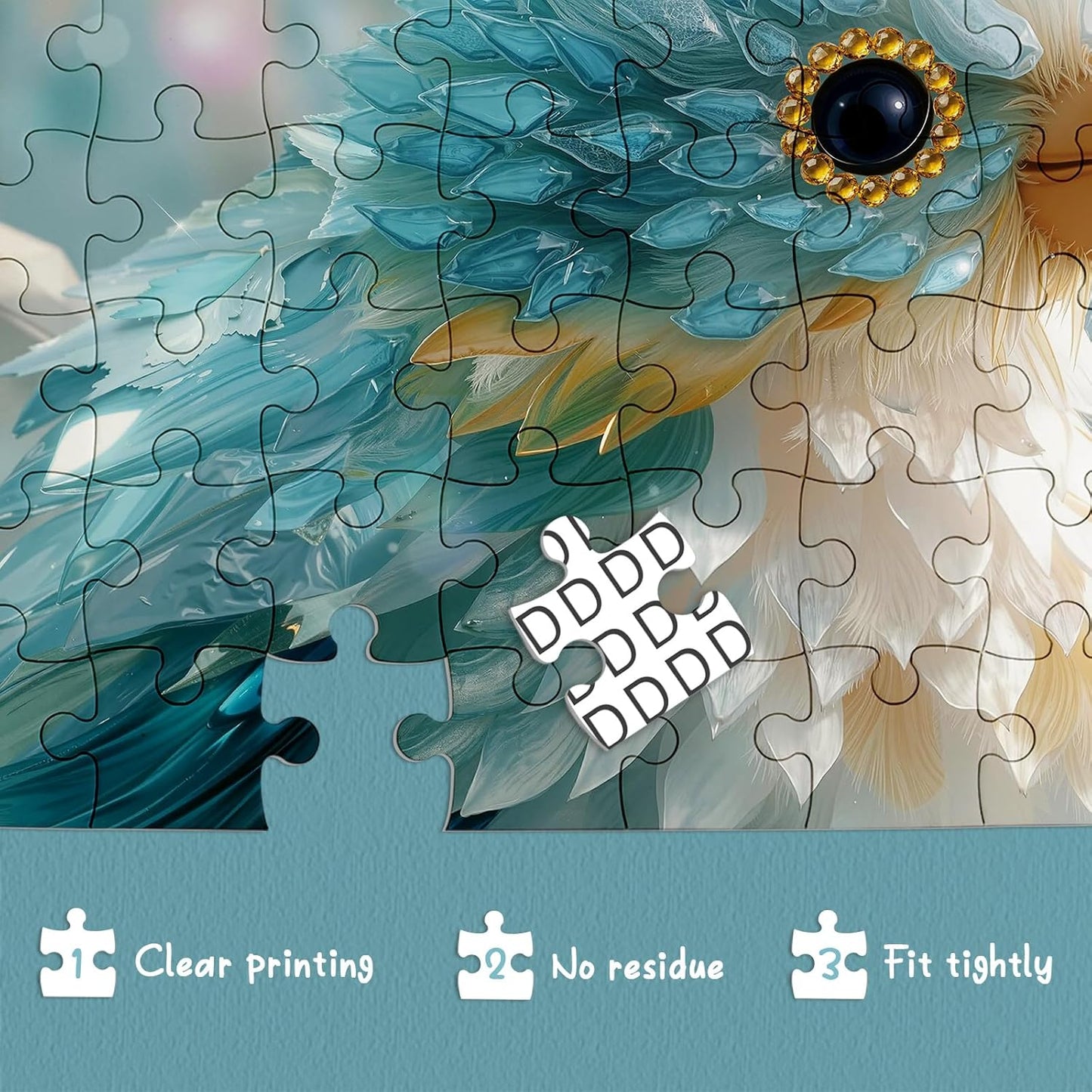 3D Crystal Bird Puzzles for Adults 1000 Pieces Art, Cute Gem Animal Fun Jigsaw Puzzles, Challenging Beautiful Wildlife Jewel Blue Puzzle