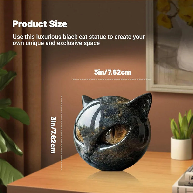 Luxury Black Cat Stone Resin Sculpture Elegant Home Decoration and Gifted Artworks Unique Exquisite Office Decor