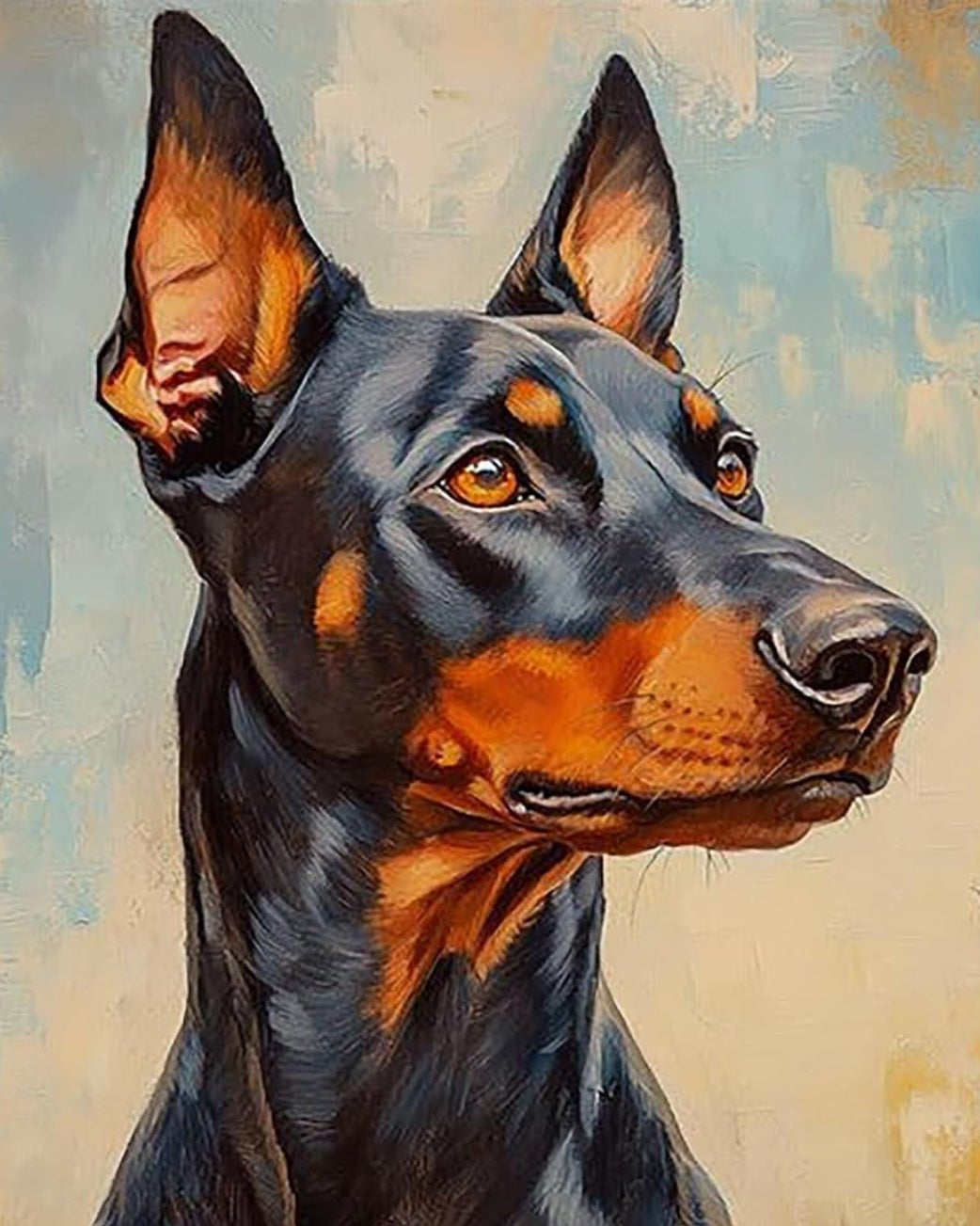 Doberman Pinscher Acrylic Paint by Numbers Kit for Adults - DIY Canvas Artwork for Beginners, 16" W x 20" L (Unframed)