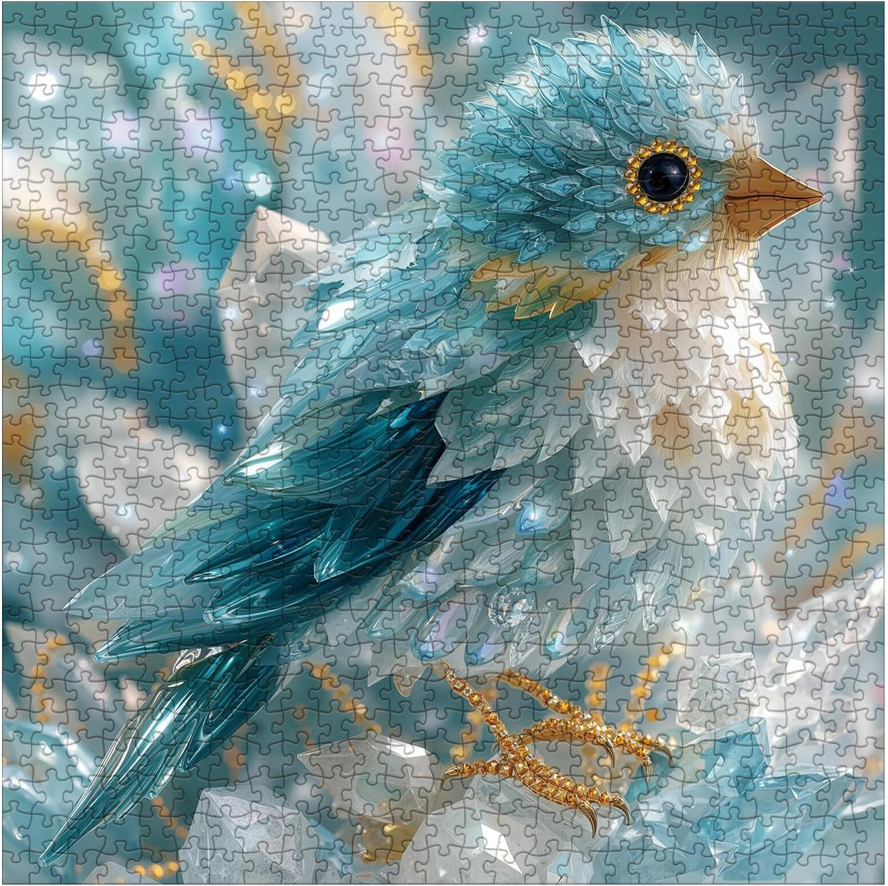3D Crystal Bird Puzzles for Adults 1000 Pieces Art, Cute Gem Animal Fun Jigsaw Puzzles, Challenging Beautiful Wildlife Jewel Blue Puzzle