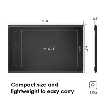 H420X H580X H610X  Graphics Tablet Battery-Free Digital Pen Tablet for Drawing, Android Macos Windows Linux OS Supported