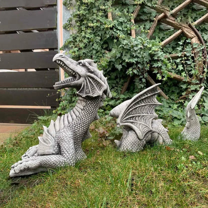 Gothic Fantasy Dragon Sculpture - Resin Giant Lawn Art for Garden and Terrace Decoration