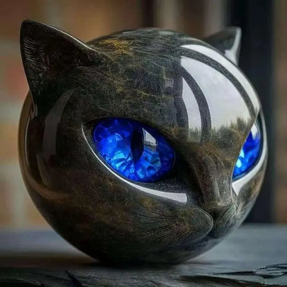 Luxury Black Cat Stone Resin Sculpture Elegant Home Decoration and Gifted Artworks Unique Exquisite Office Decor