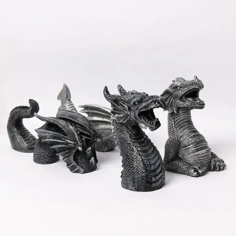 Gothic Fantasy Dragon Sculpture - Resin Giant Lawn Art for Garden and Terrace Decoration