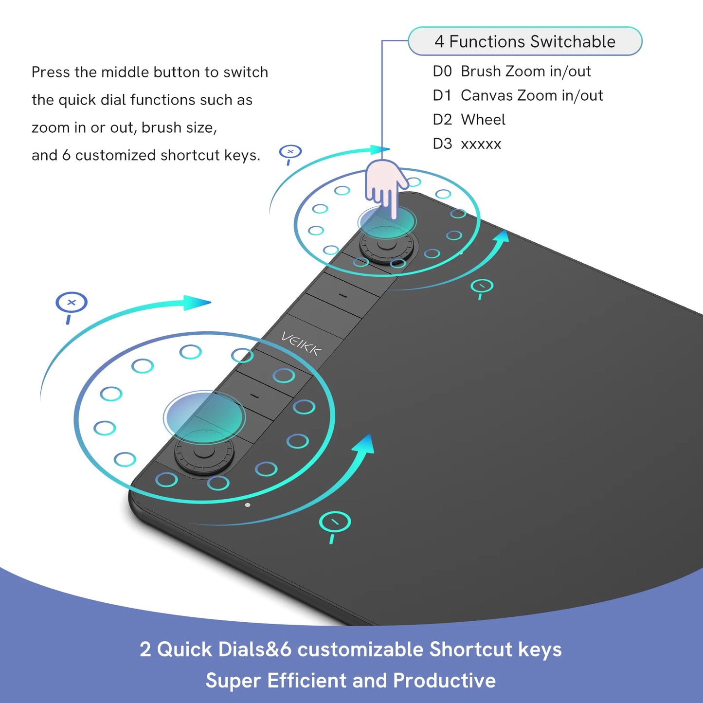 Graphic Tablet Vk1060Pro 10X6 Inch with 8192 Level Battery-Free Pen Support Android Windows Mac Digital Drawing Pad