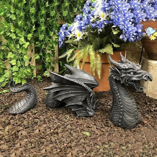 Gothic Fantasy Dragon Sculpture - Resin Giant Lawn Art for Garden and Terrace Decoration