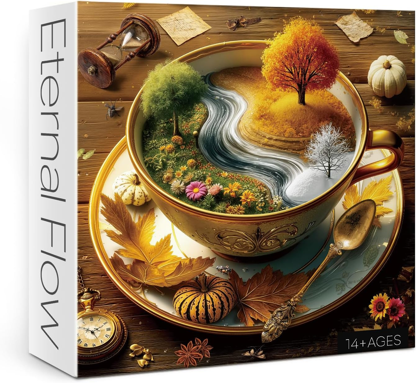 Seasons of Cup 1000-Piece Nature Jigsaw Puzzles for Adults - Beautiful Landscape and Floral Garden Art, Challenging Fall Tree Design