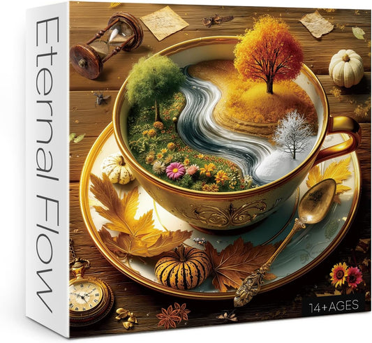 Seasons of Cup 1000-Piece Nature Jigsaw Puzzles for Adults - Beautiful Landscape and Floral Garden Art, Challenging Fall Tree Design