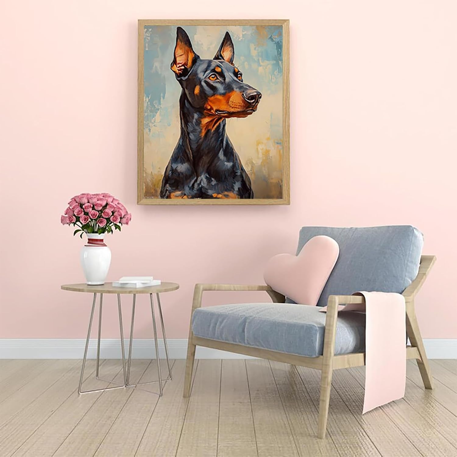 Doberman Pinscher Acrylic Paint by Numbers Kit for Adults - DIY Canvas Artwork for Beginners, 16" W x 20" L (Unframed)