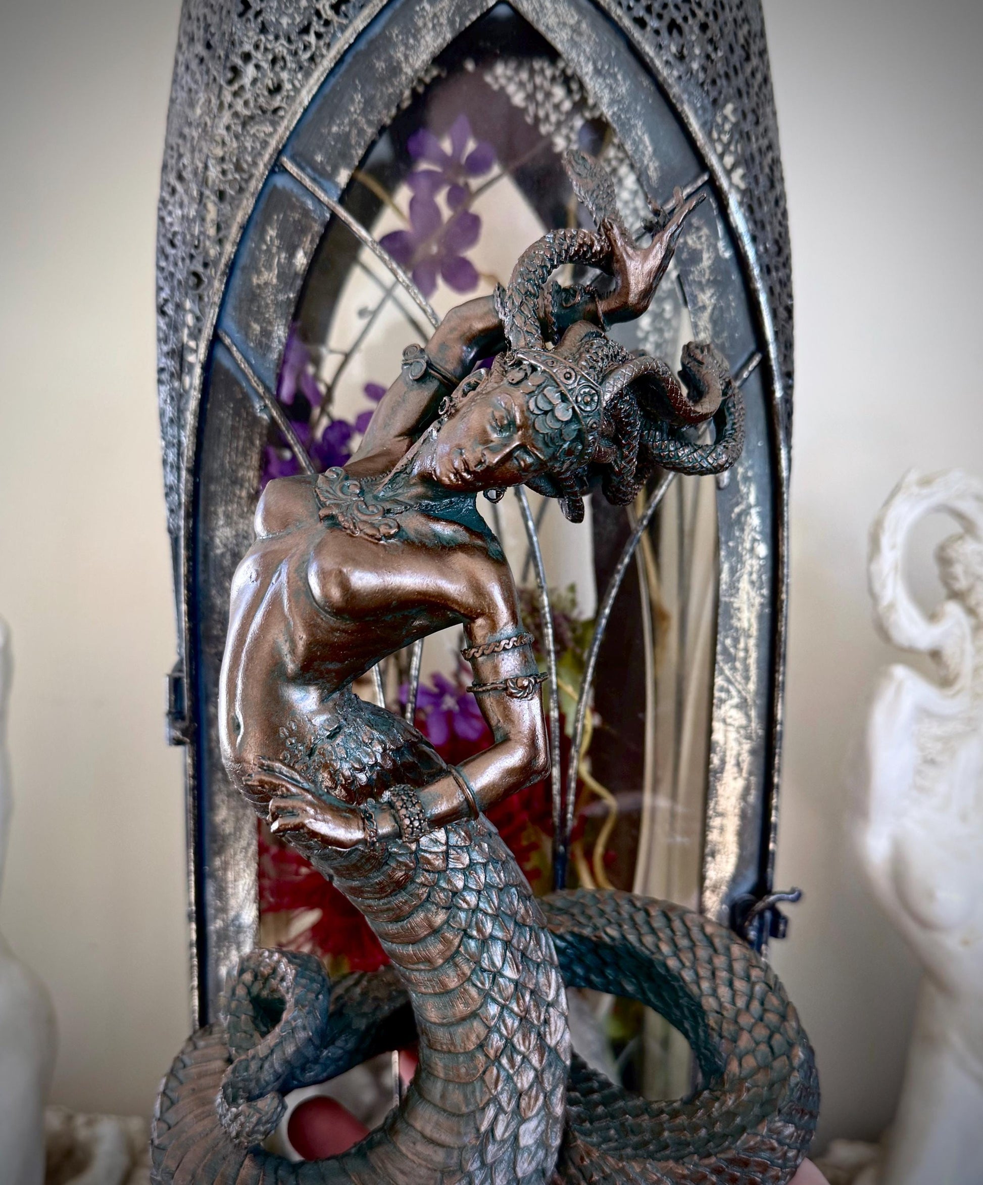 Medusa Statue, Hand Painted Resin Sculpture |. Mythological Creature Figurine | Myths and Legends Character Statue | Fantasy Art Lover Gift