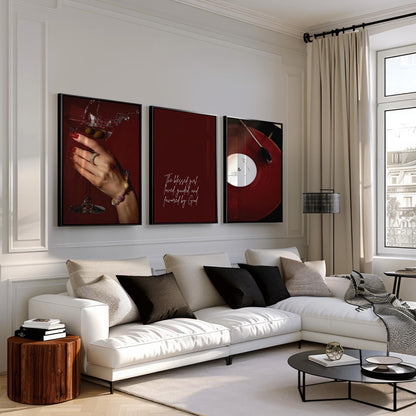 Burgundy Luxury Fashion Poster Set of 3 | Luxury Fashion Prints, Designer Wall Art, Hypebeast Decor, Cool Girl Wall Art