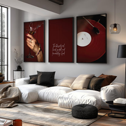 Burgundy Luxury Fashion Poster Set of 3 | Luxury Fashion Prints, Designer Wall Art, Hypebeast Decor, Cool Girl Wall Art
