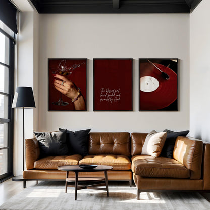 Burgundy Luxury Fashion Poster Set of 3 | Luxury Fashion Prints, Designer Wall Art, Hypebeast Decor, Cool Girl Wall Art